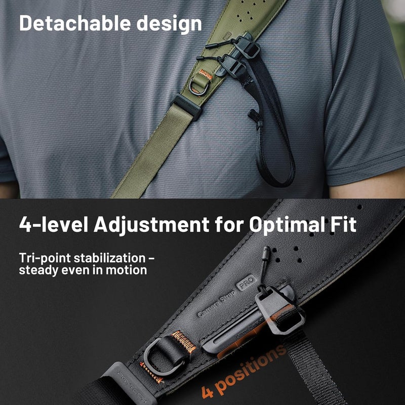 PGYTECH Camera Strap Pro, Quick Release Heavy Duty Camera Shoulder Strap With Detachable Underarm Strap, Professional Camera Harness, Leather Ergonomic Shoulder Pad for DSLR/Mirrorless Cameras, Green - Image 5